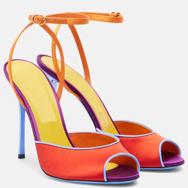 Women'S Shoes Peep Toe - 새틴 믹스 컬러 피프토 샌들 섹시한