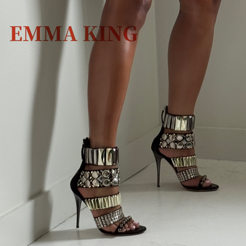 Women Shoes Formal - 블랙 장식 발목 스트랩 샌들 여름