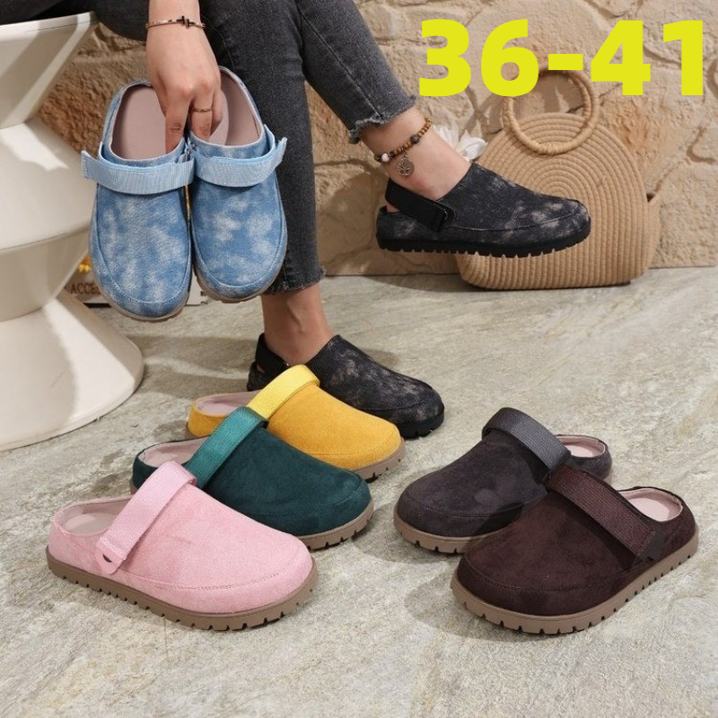 Slip On Mule Flat - 새로운 여성용 스웨이드 뮬 멀티컬러 버클