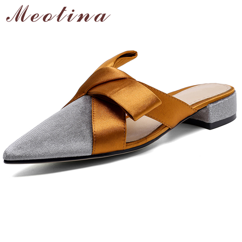 Slip On Mule Flat - Meotina 플랫 샌들 지적 발가락 뮬