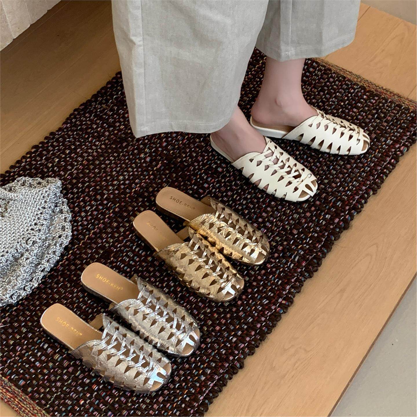 Slip On Mule Flat - 명품 브랜드 수제 직조 메쉬 속이