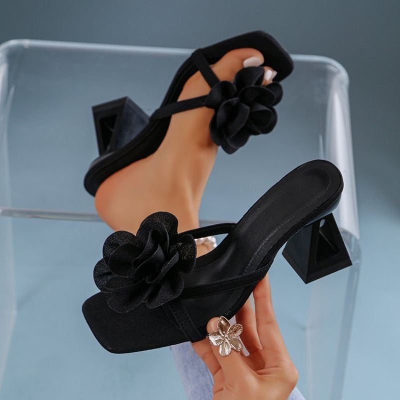 Women Shoes Formal - 여성용 3D 꽃 장식 샌들 삼각형