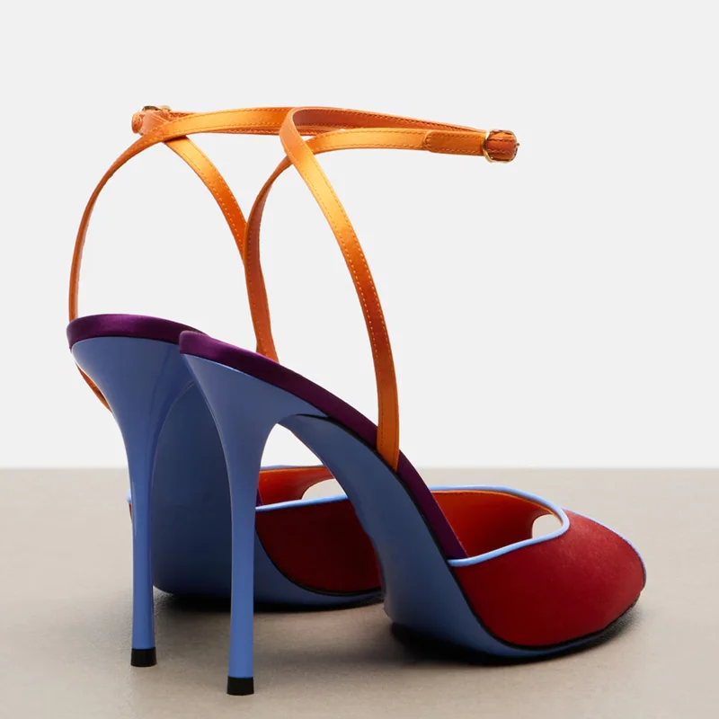 새틴 믹스 컬러 피프토 샌들 섹시한 라운드 토 얇은 힐 - Women'S Shoes Peep Toe 리뷰 및 가격