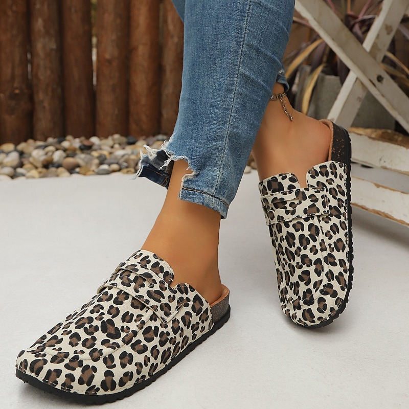 여성 레오파드 프린트 슬립온 뮬 조절 가능한 스트랩 2 - Slip On Mule Flat 리뷰 및 가격