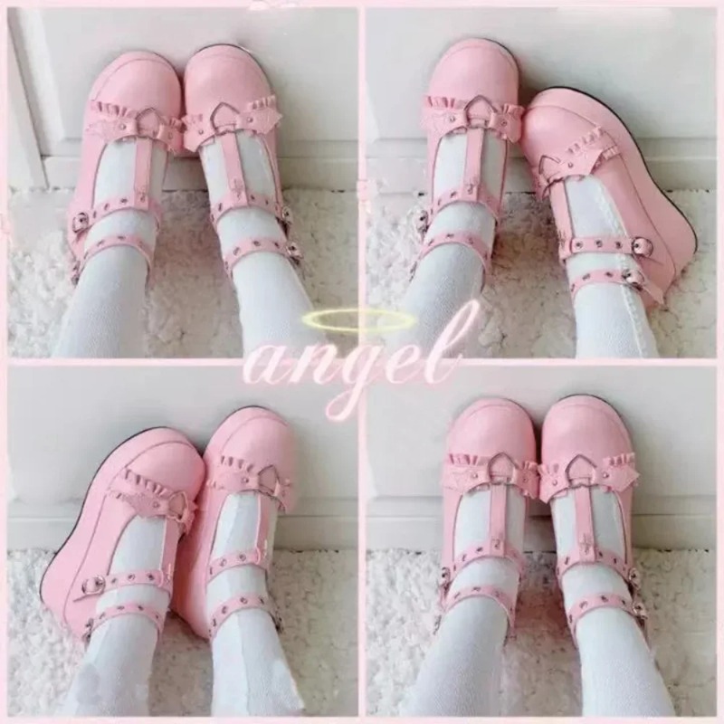 새로운 스위트 하트 버클 웨지 메리 제인 여성 핑크 티 - Women'S Shoes Popular 리뷰 및 가격