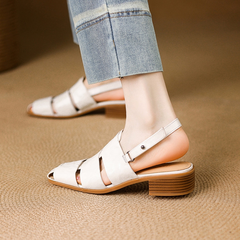 새로운 여름 여성 샌들 여성을위한 정품 가죽 신발 광장 - Women Shoes Formal 리뷰 및 가격