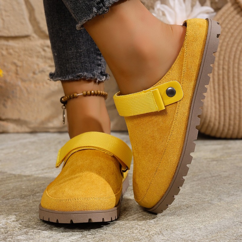 새로운 여성용 스웨이드 뮬 멀티컬러 버클 스트랩 청키  - Slip On Mule Flat 리뷰 및 가격