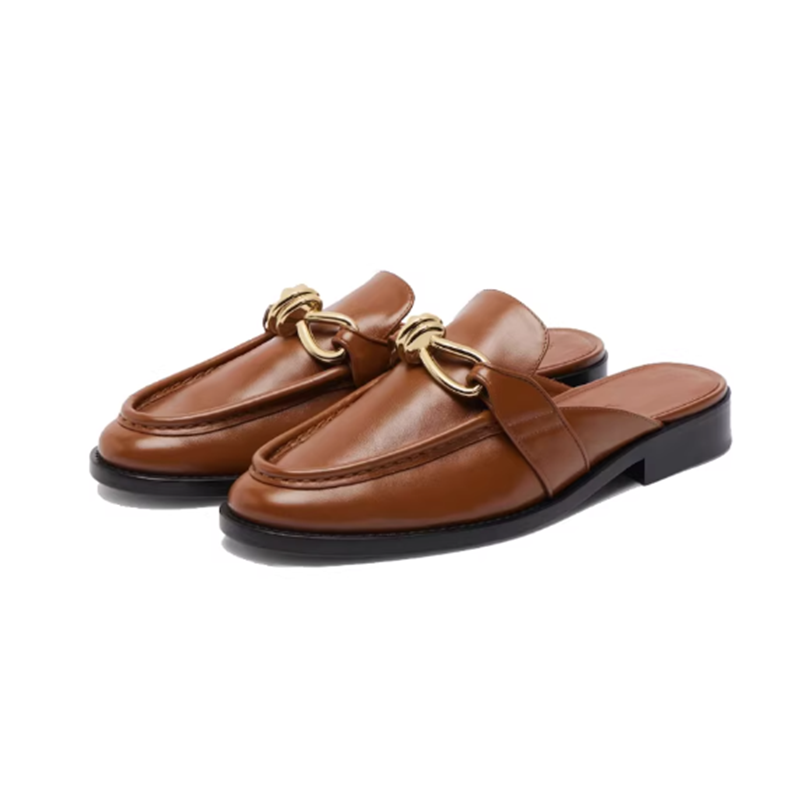 여성을위한 금속 버클 하프 슬리퍼 레트로 고품질 정품  - Slip On Mule Flat 리뷰 및 가격