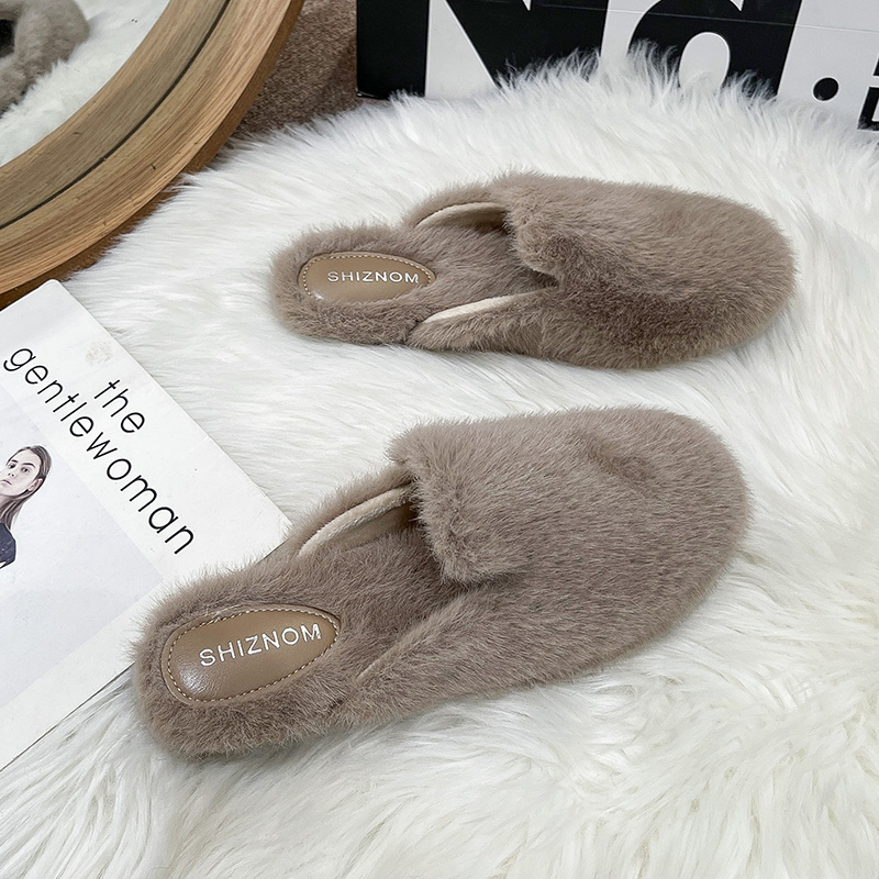 라운드 토 플러피 퍼 슬리퍼 여성용 두꺼운 플러시 뮬  - Slip On Mule Flat 리뷰 및 가격
