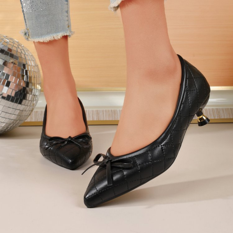 빈티지 여성 뾰족코 리본 키튼힐 펌프스, 퀼팅 스틸레토 - Women Shoes Formal 리뷰 및 가격