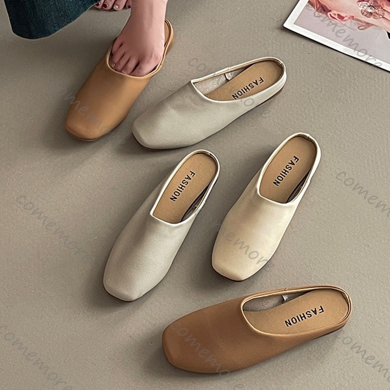 Comemore Retro Square Head Bao - Slip On Mule Flat 리뷰 및 가격