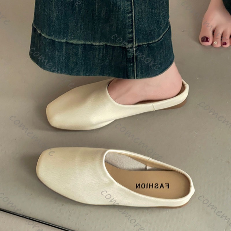 Comemore Retro Square Head Bao - Slip On Mule Flat 리뷰 및 가격