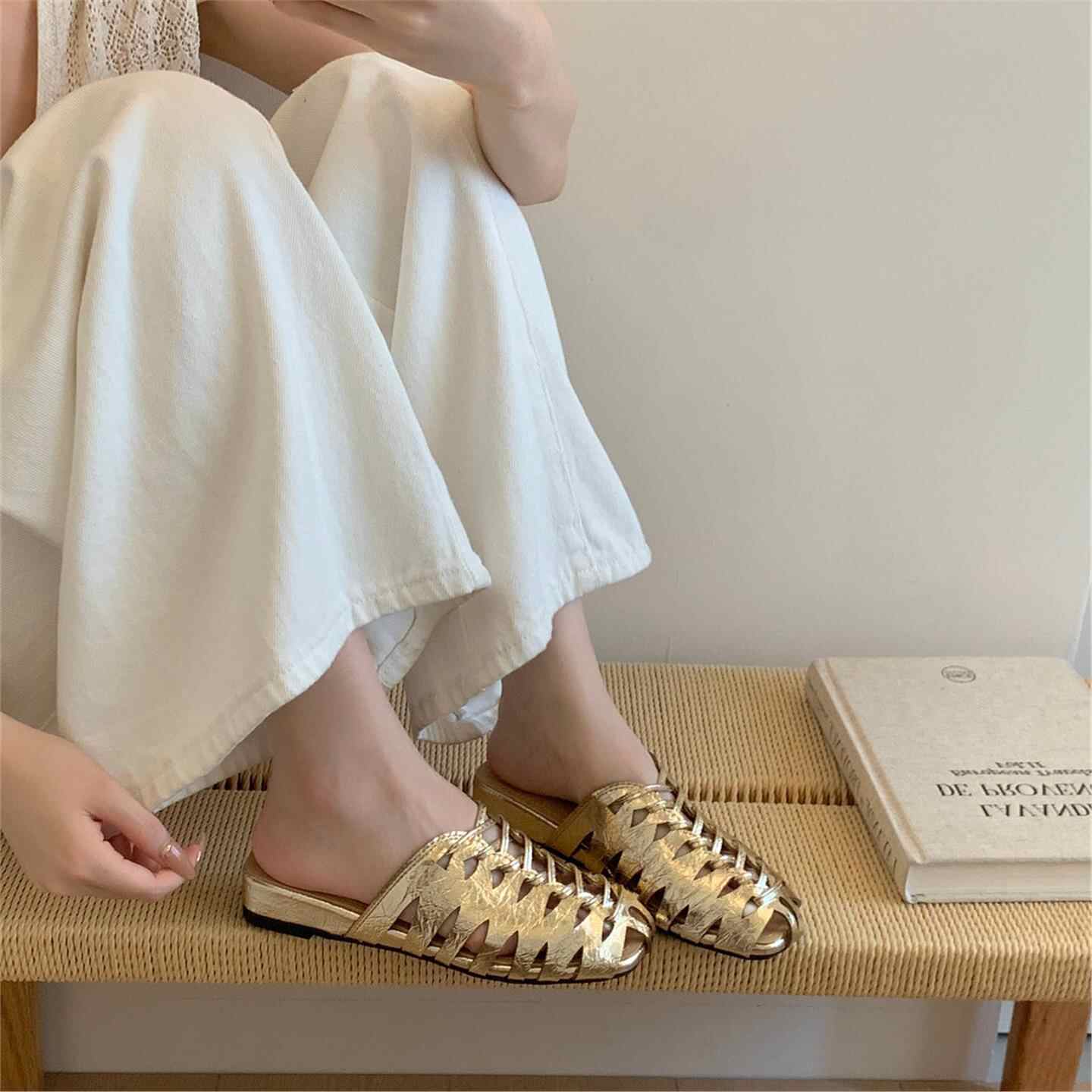 명품 브랜드 수제 직조 메쉬 속이 비치는 여성용 편안하 - Slip On Mule Flat 리뷰 및 가격