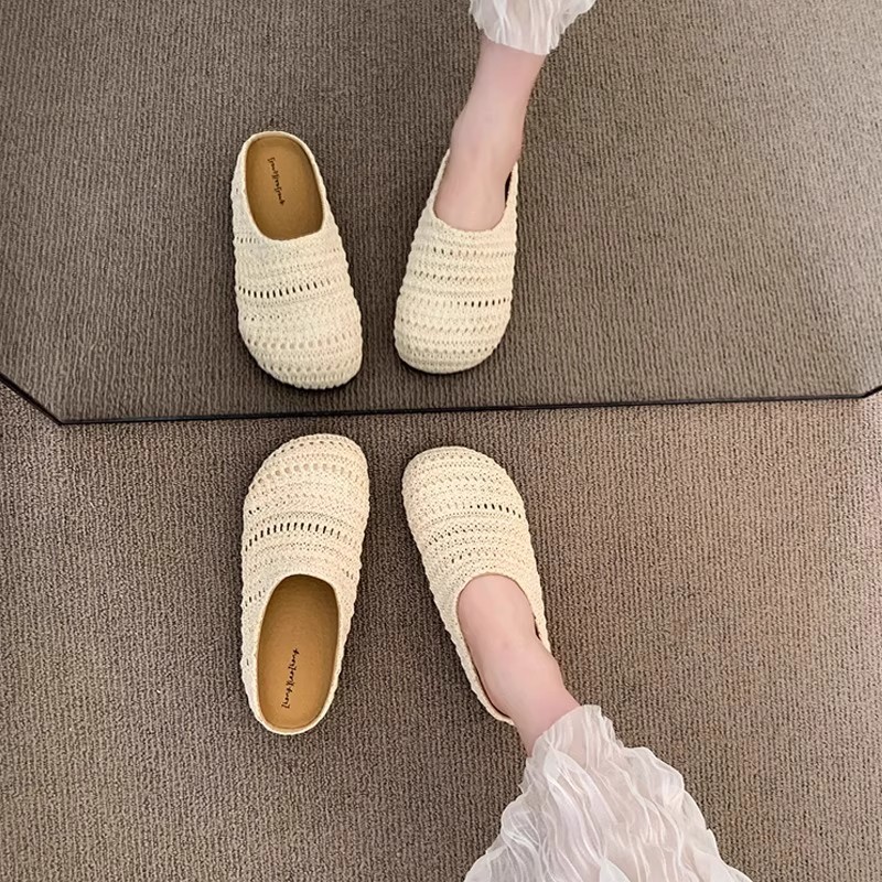 여성 라피아 짠 밑창 슬리퍼 여름 통기성 메쉬 폐쇄형  - Slip On Mule Flat 리뷰 및 가격