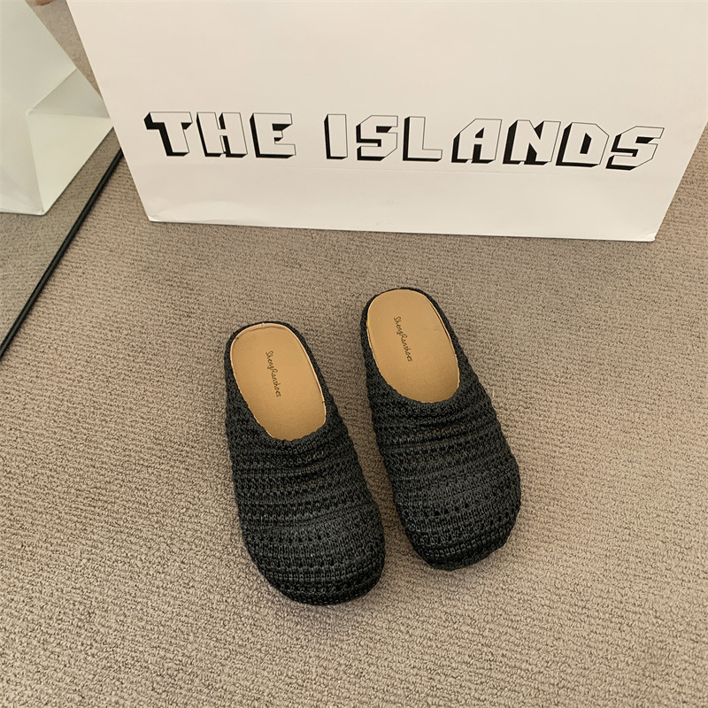 여성 라피아 짠 밑창 슬리퍼 여름 통기성 메쉬 폐쇄형  - Slip On Mule Flat 리뷰 및 가격