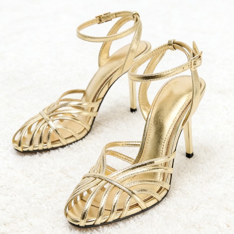 섹시한 골드 속이 비치는 슬림 밴드 하이힐 샌들 여성  - Women Shoes Formal 리뷰 및 가격